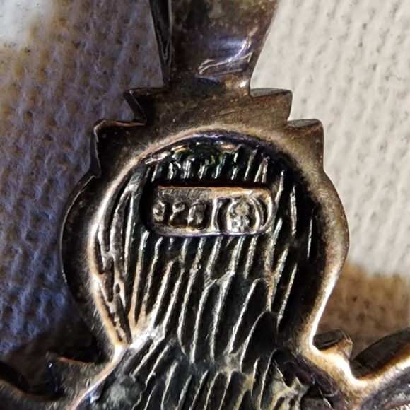 Boho Gypsy Vintage Sleeping Beauty AAA Turquoise Sterling Silver Cross Pendant - Picture 5 of 7